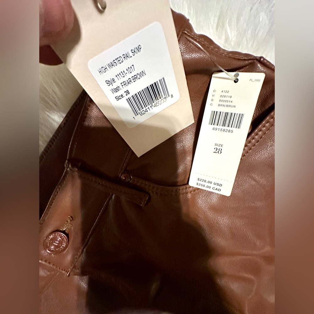 MOTHER Rail Skimp Coated Pants NWT 28 High Rise Leather Look Slim Straight - Picture 9 of 16